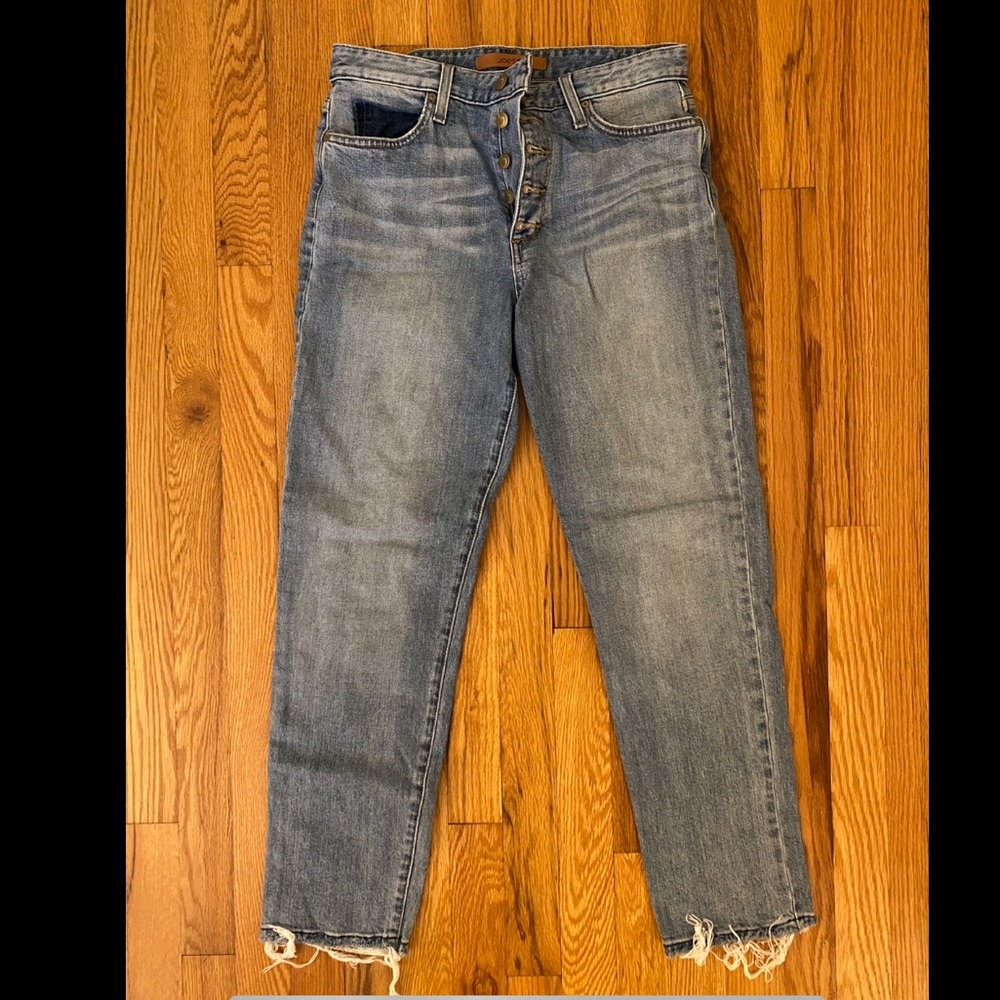 Joe’s Jeans light wash raw hem straight leg jeans